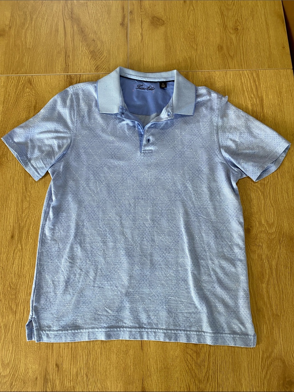 Tasso Elba Light Blue Diamond-Pattern Polo